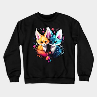 Fennec Fox Couple Valentine Crewneck Sweatshirt
